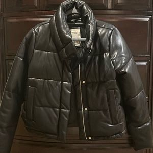 Abercrombie & Fitch leather bomber jacket.